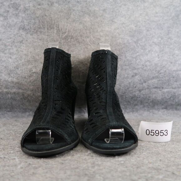 Via Spiga Shoes Womens 9 Sandal Bootie Wedge Ankle Strap Leather Open Toe Black - Picture 3 of 14